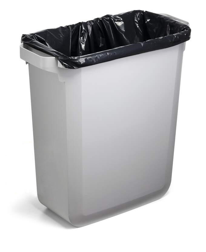Durable Bidone Durabin Eco 60 Litri Rettangolare in Plastica Riciclata Grigio con Maniglie e Certificazione Blue Angel
