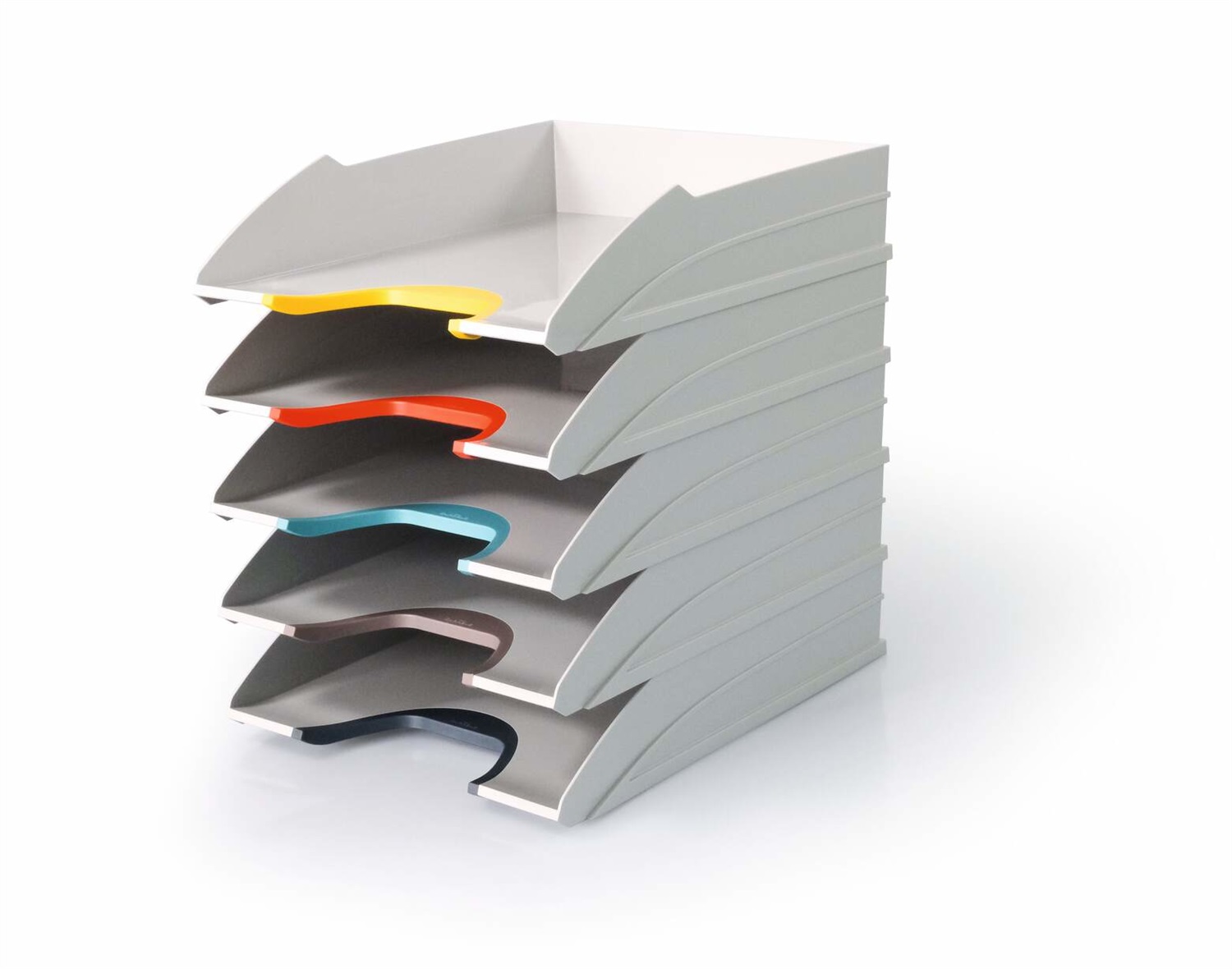 Durable VARICOLOR® MIX Set di 5 Vaschette Porta Documenti A4 in Plastica Antracite e Grigio con Rientranze Frontali