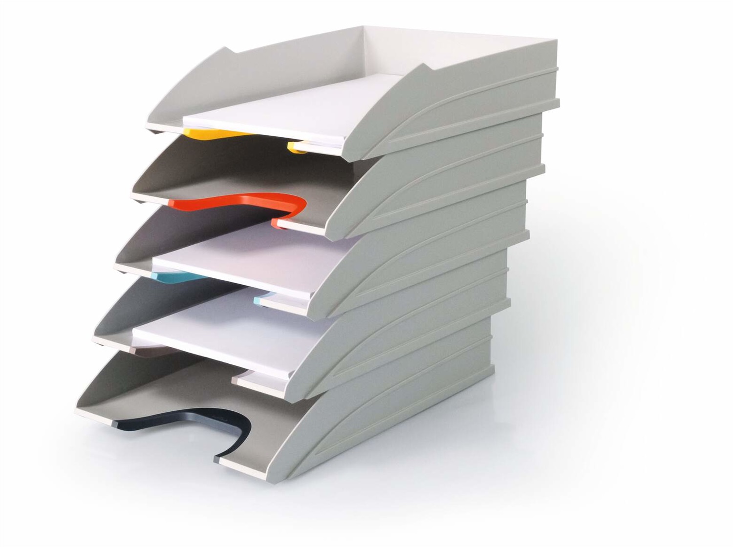 Durable VARICOLOR® MIX Set di 5 Vaschette Porta Documenti A4 in Plastica Antracite e Grigio con Rientranze Frontali