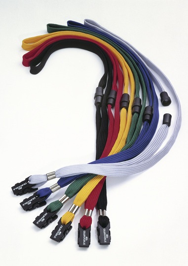 Durable Cordoncino per Portabadge in Tessuto Blu 10mm x 44cm con Chiusura di Sicurezza e Clip a Pinza - Confezione da 10