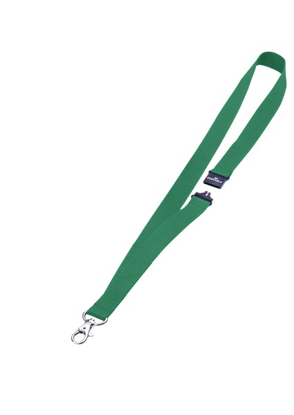 Durable 813705 - Cordoncino in tessuto verde 20 mm, lunghezza 44 cm, con clip per portanome, confezione da 10 pezzi