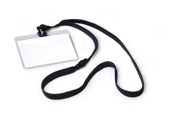 Durable 813901 Portanome con Cordoncino in Tessuto, Tasca Aperta, 60x90mm, Confezione da 10 pz