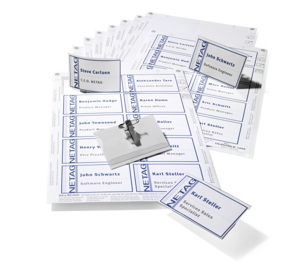 Durable Kit Portanome Personalizzabile 54x90 mm con Combi Clip - Confezione da 20 Pezzi