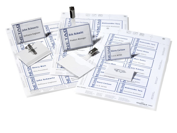 Durable Kit Portanome Personalizzabile 54x90 mm con Combi Clip - Confezione da 20 Pezzi