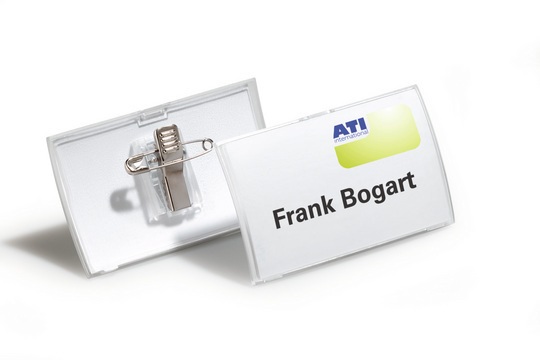 Durable Portanome Click Fold Trasparente 40 x 75 mm con Combi Clip, Spilla e Clip a Coccodrillo - Confezione da 25 Pezzi