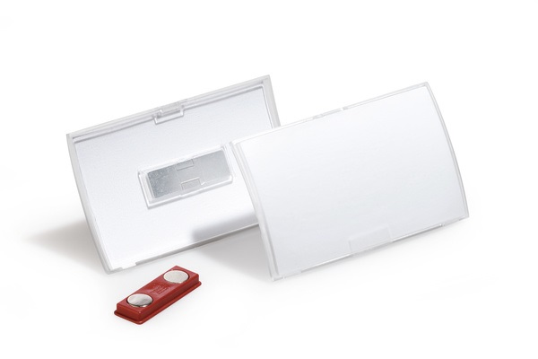 Durable Portanome Click Fold 54x90 mm in Polipropilene Trasparente con Magnete - Confezione da 10 Pezzi