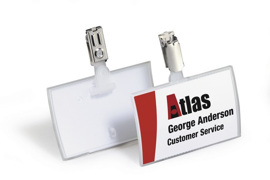 Durable Portanome Click Fold 54x90 mm in PPL Trasparente con Clip Orientabile - Confezione da 25 Pezzi