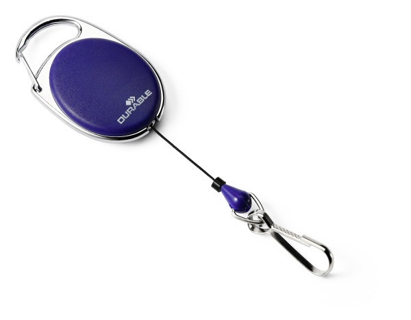 Durable 832707 Chiocciola Yo-Yo Blu con Profilo in Metallo, Filo Retrattile e Moschettone