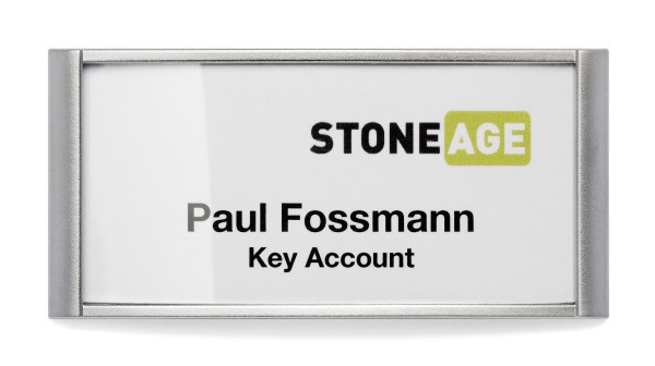 Durable Portanomi DURABLE CLASSIC con magnete argento metallizzato/trasparente - 34x74 mm, conf. 10 pezzi