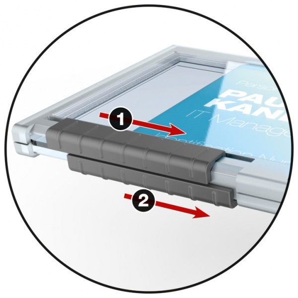 Durable 892119 Portabadge Pushbox Duo - 2 Tessere, 54x87mm, Comparti Separati, Levette Scorrevoli, Trasparente, Confezione da 10 Pezzi