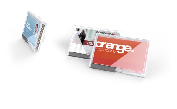 Durable 892019 Portabadge PushBox Trio - 3 Tessere 54x87mm, Comparti Separati, Levette Scorrevoli, Confezione da 10 Pezzi