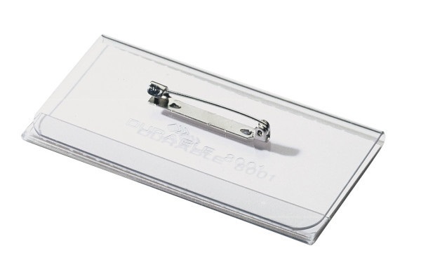 Durable 800119 Portanome con Spilla Trasparente 40x75 mm - Confezione da 100 Pezzi