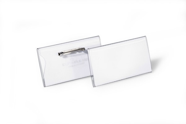 Durable 800119 Portanome con Spilla Trasparente 40x75 mm - Confezione da 100 Pezzi
