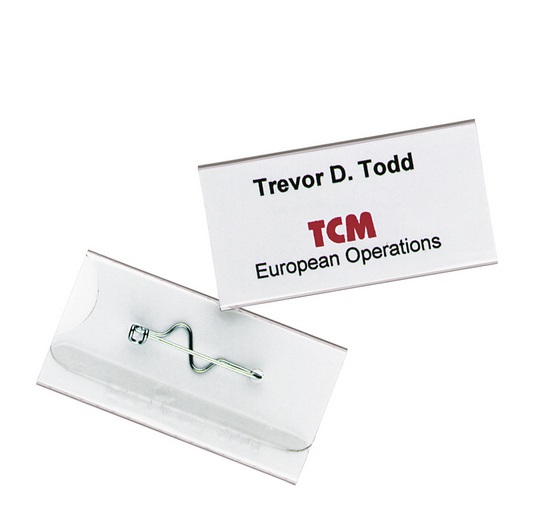 Durable 800619 Portanome con Spilla Trasparente 30x60 mm - Confezione da 100 Pezzi