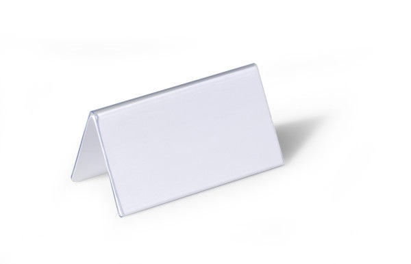 DURABLE Targhetta per Nome a Forma di Tetto in PVC Trasparente - 100 x 52/104 mm, Confezione da 25 Pezzi