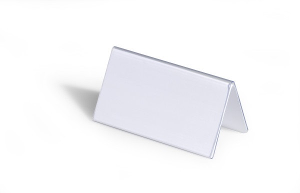 DURABLE Targhetta per Nome a Forma di Tetto in PVC Trasparente - 100 x 52/104 mm, Confezione da 25 Pezzi