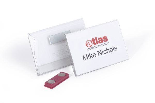 Durable Portanomi 811719 con Magnete Trasparente - PVC 54x90mm, Conf. 25 Pz