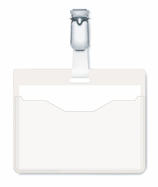 Durable Portanome Tasca Aperta con Clip Orientabile in Metallo - 60x90mm, Confezione da 25 Pezzi, Trasparente