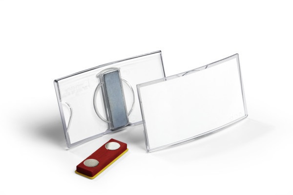Durable 812319 Portanome Convesso in Acrilico con Magnete, 40x75 mm, Trasparente, Confezione da 25 Pezzi