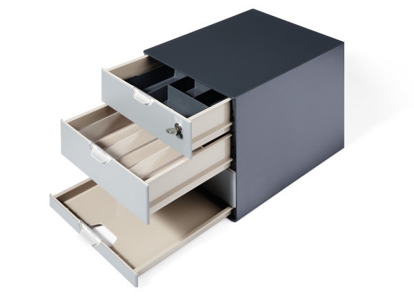 DURABLE Coffee Point Box - Stazione Porta Capsule e Accessori - 4 Cassetti - 28,9x27,9x35,4 cm - ABS - Grigio - Include 2 Organizer