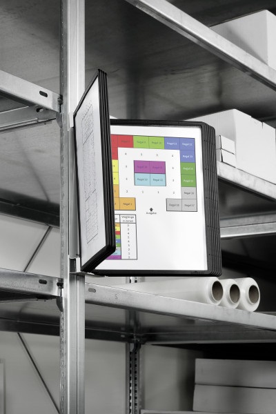 Durable VARIO MAGNET WALL Leggio da Parete con Supporto Magnetico, 10 Pannelli A4, Colore Nero, Dimensioni 390x325x260 mm