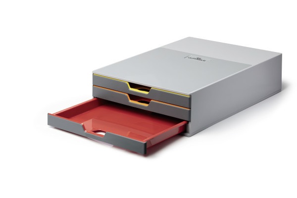 Durable Varicolor 3 Cassettiera con 3 Cassetti Colorati, Porta Etichetta Rimovibile, 280 x 95 x 356 mm, in Plastica di Alta Qualità