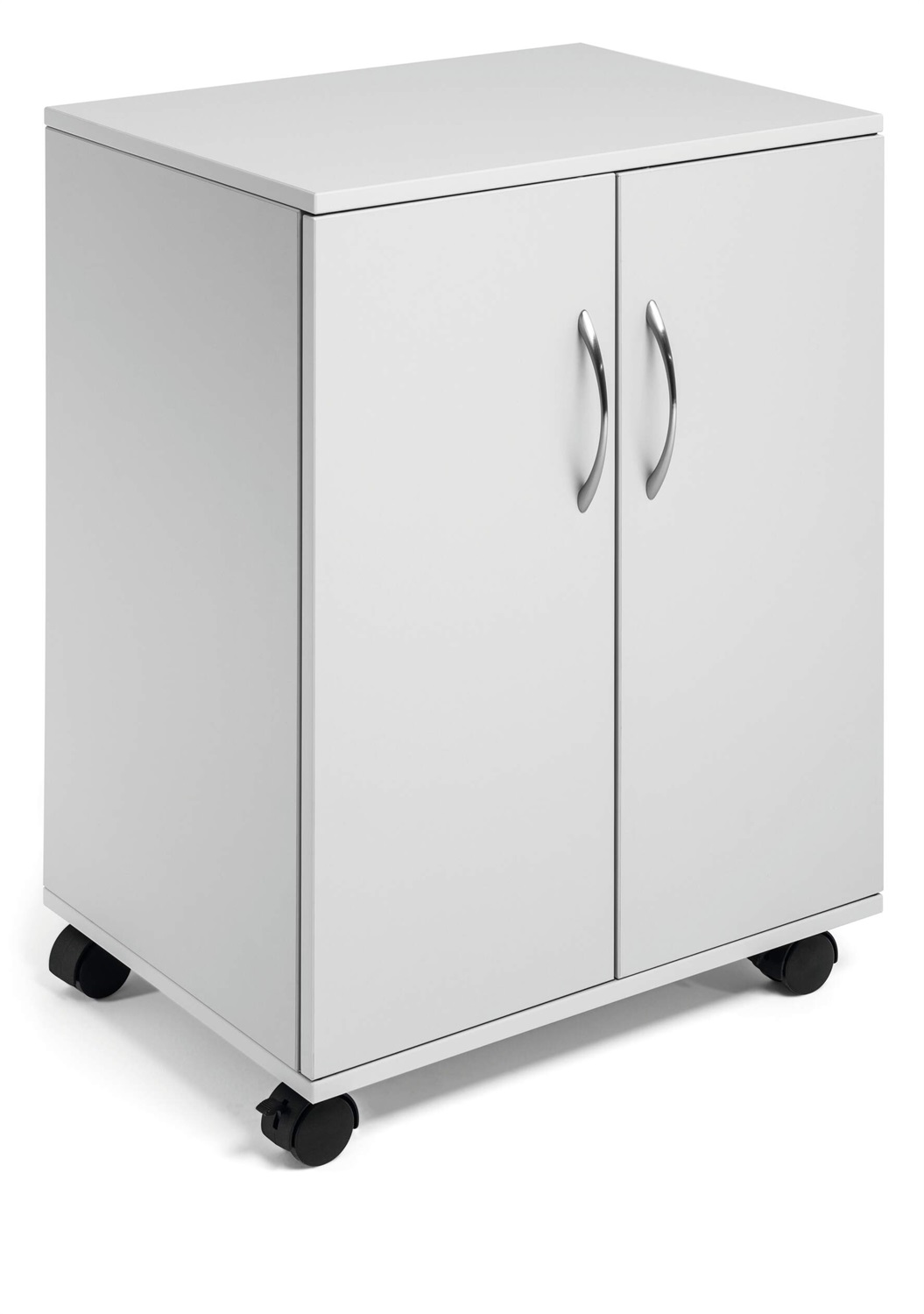 Durable Mobiletto Multifunzione 74/53 - Grigio, 4 Ripiani Regolabili, Ante a Battente e Ruote