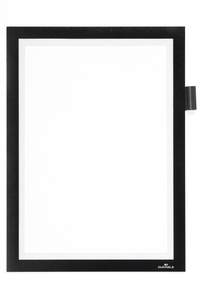 Durable Cornice Magnetica Duraframe A4 21x29,7 cm Nero - Fissaggio Magnetico e Scrittura Diretta