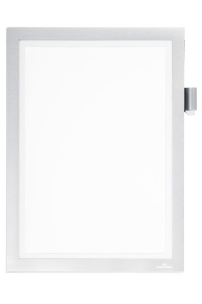 Durable Cornice Duraframe Magnetica A4 Argento - 21 x 29,7 cm, con Portapenne e Fissaggio Magnetico