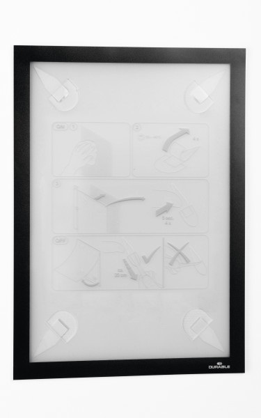 Durable Duraframe Wallpaper A4 Cornice Espositiva Adesiva per Superfici Delicate, Nero