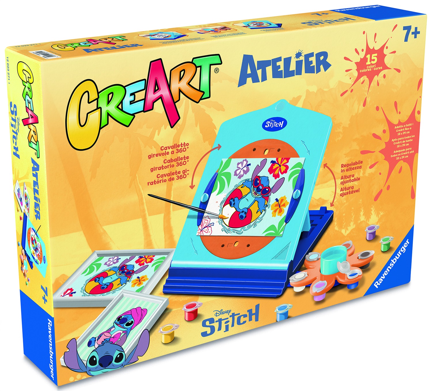 Ravensburger CreArt Atelier Disney Stitch - Set di Pittura con Cavalletto per Bambini dai 7 Anni, Painting by Numbers, Lavoretti Creativi