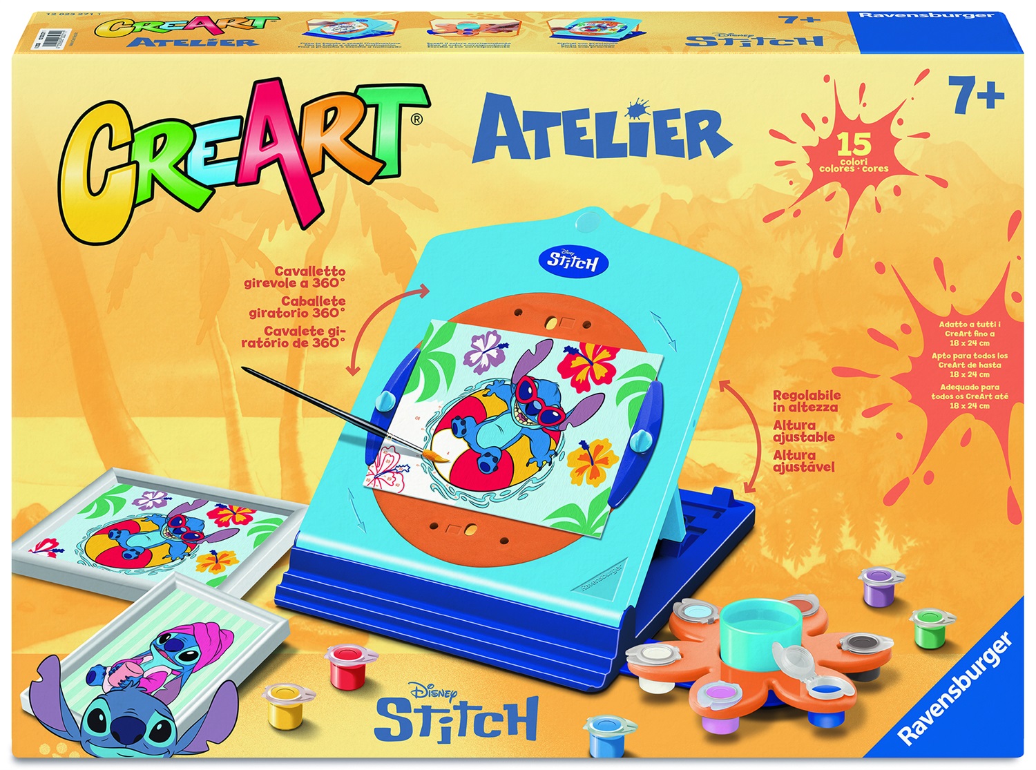 Ravensburger CreArt Atelier Disney Stitch - Set di Pittura con Cavalletto per Bambini dai 7 Anni, Painting by Numbers, Lavoretti Creativi