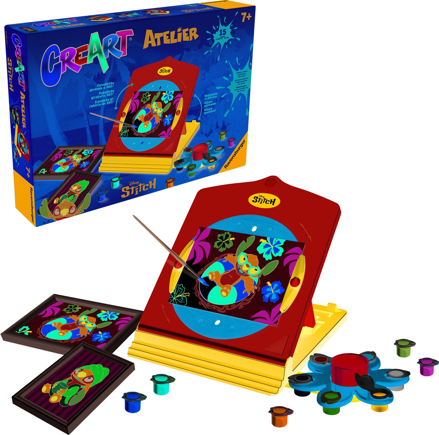 Ravensburger CreArt Atelier Disney Stitch - Set di Pittura con Cavalletto per Bambini dai 7 Anni, Painting by Numbers, Lavoretti Creativi