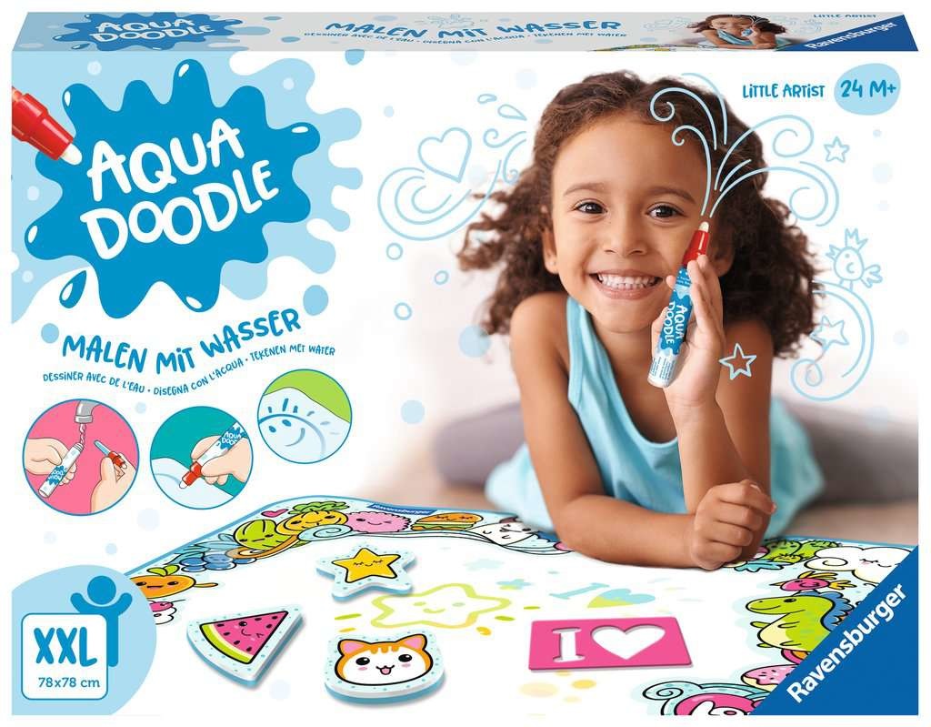 Ravensburger Little Artist - Tappetino da Disegno ad Acqua Multicolore con Penna e 4 Stencil, Primo Set da Pittura per Bambini dai 2 Anni
