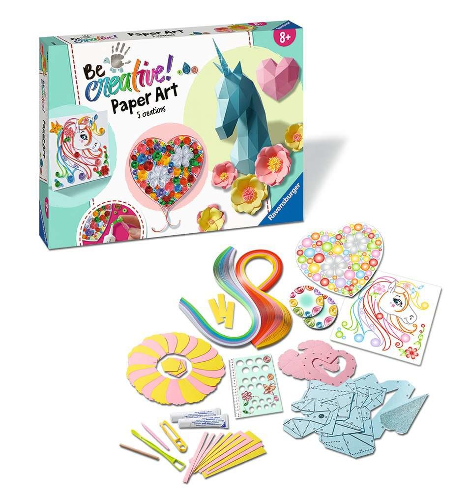Ravensburger Be Creative Maxi Paper Art Unicorno - Kit di Attività Manuali Fai-da-te per Bambini 8 Anni