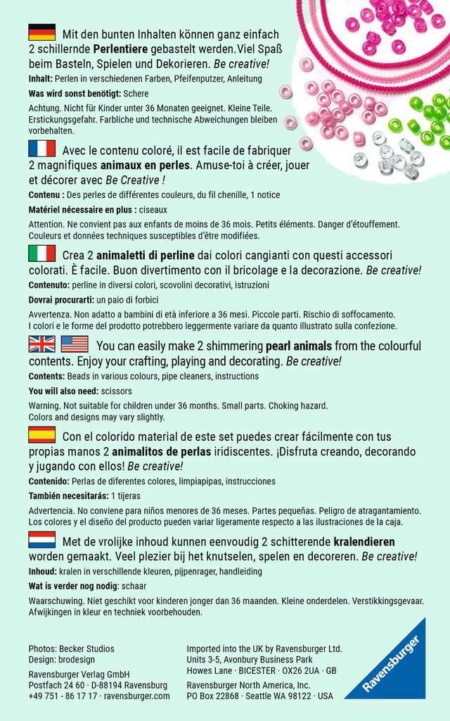 Ravensburger Be Creative Mini - Gioco Creativo Animali di Perline Farfalla, Kit Fai-da-te per Bambini 6 Anni