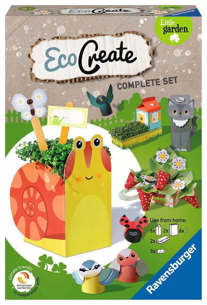 Ravensburger EcoCreate Midi Little Garden - Gioco Creativo e Bricolage Upcycling Set Fai-Da-Te per Bambini 6 Anni