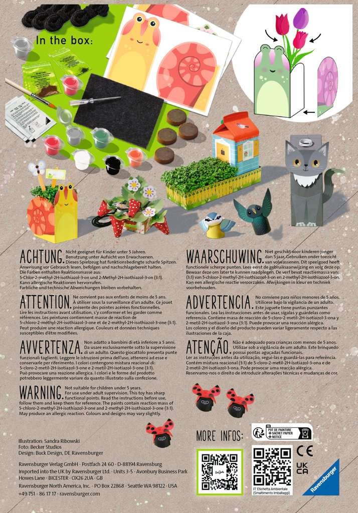 Ravensburger EcoCreate Midi Little Garden - Gioco Creativo e Bricolage Upcycling Set Fai-Da-Te per Bambini 6 Anni