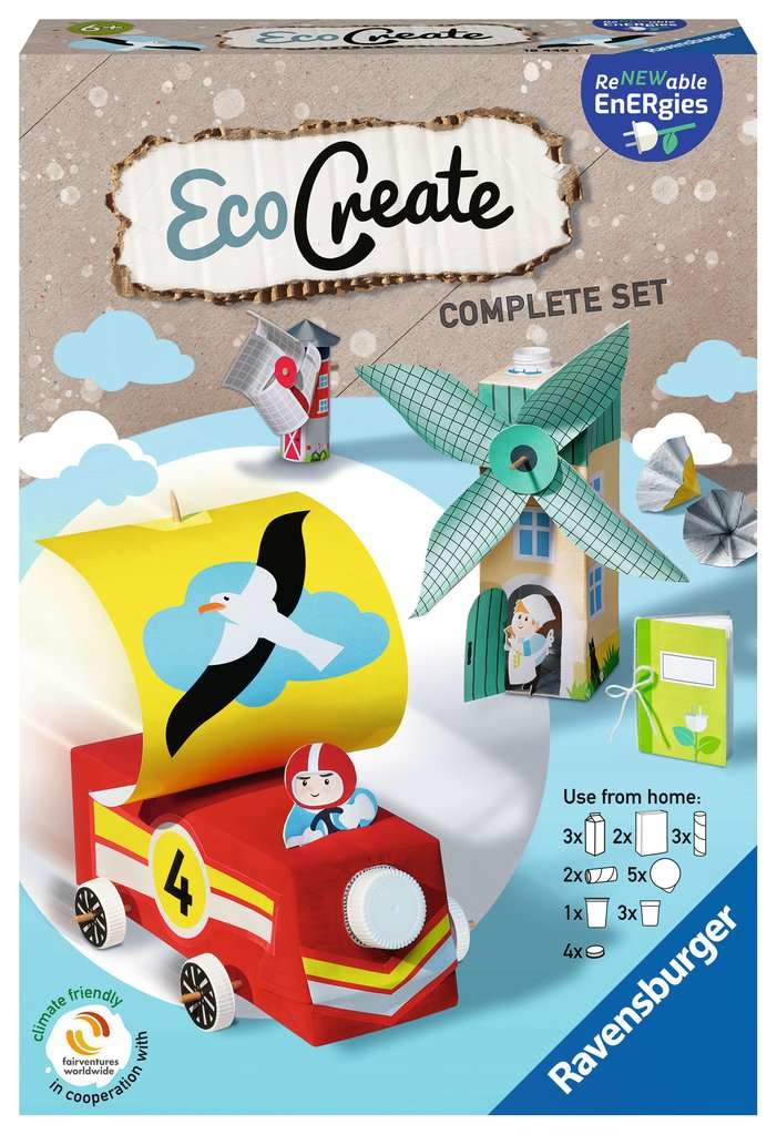 Ravensburger EcoCreate Midi - Gioco Creativo e Bricolage Upcycling per Bambini, Scopri le Energie Rinnovabili, Età 6 Anni