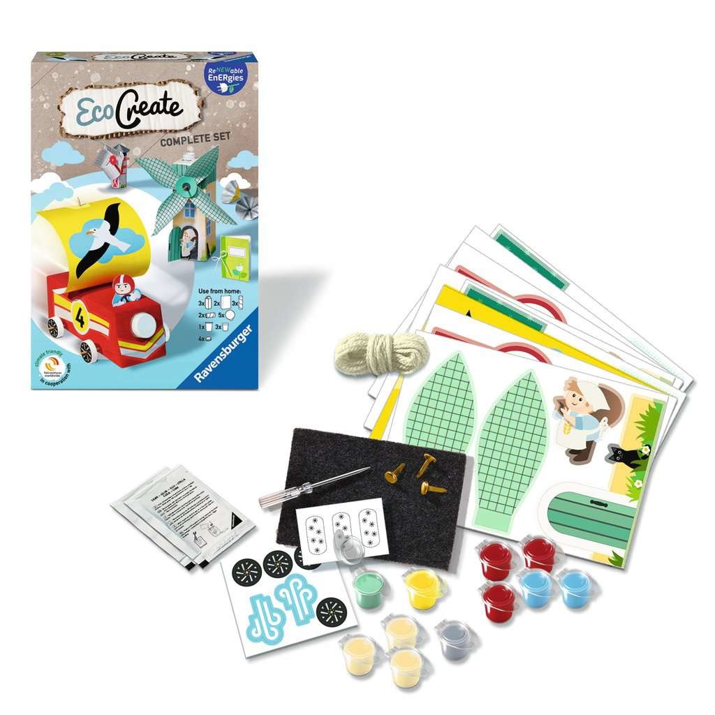 Ravensburger EcoCreate Midi - Gioco Creativo e Bricolage Upcycling per Bambini, Scopri le Energie Rinnovabili, Età 6 Anni