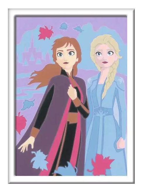 Ravensburger CreArt Serie E Frozen Sisters Forever - Kit di Pittura per Bambini 7 Anni con Tavola Prestampata, Cornice Inclusa e Cavalletto Regolabile