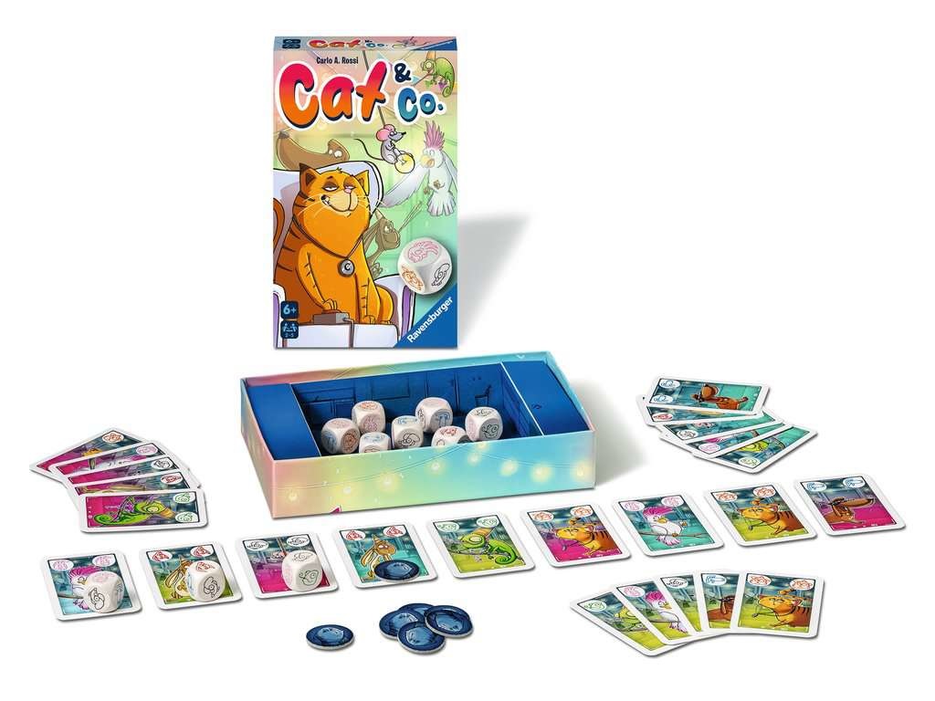 Ravensburger - Cat&Co, Gioco Tascabile per 2-5 Giocatori, Divertente Gioco di Memoria per Bambini 6 Anni