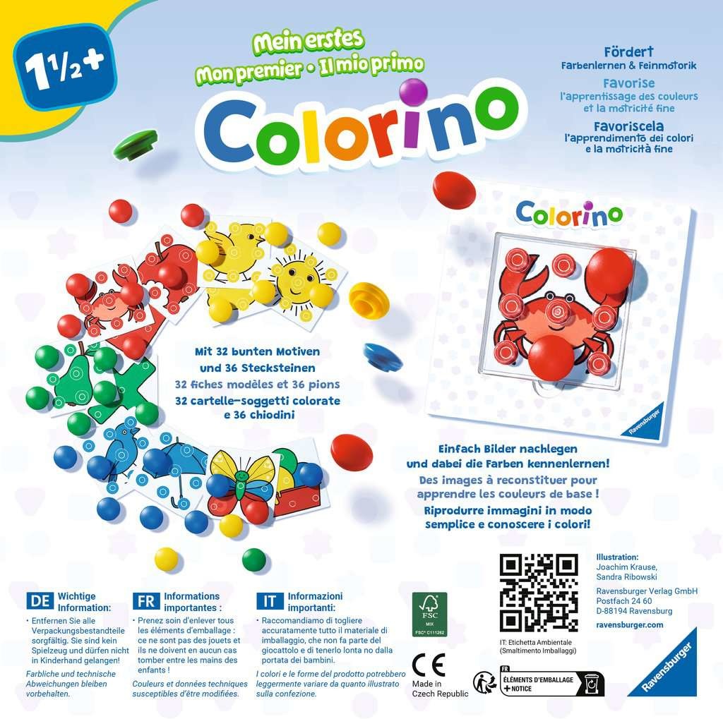 Ravensburger Il Mio Primo Colorino Educativo - Gioco per Imparare i Colori per Bambini da 1,5 Anni, Trasparente, 32 Motivi