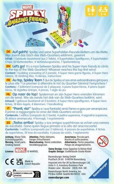 Ravensburger Marvel Spidey and Friends - Gioco da Tavolo da Viaggio per 2-4 Giocatori, Età 4 , Arrampicati con Spidey e i suoi Amici!