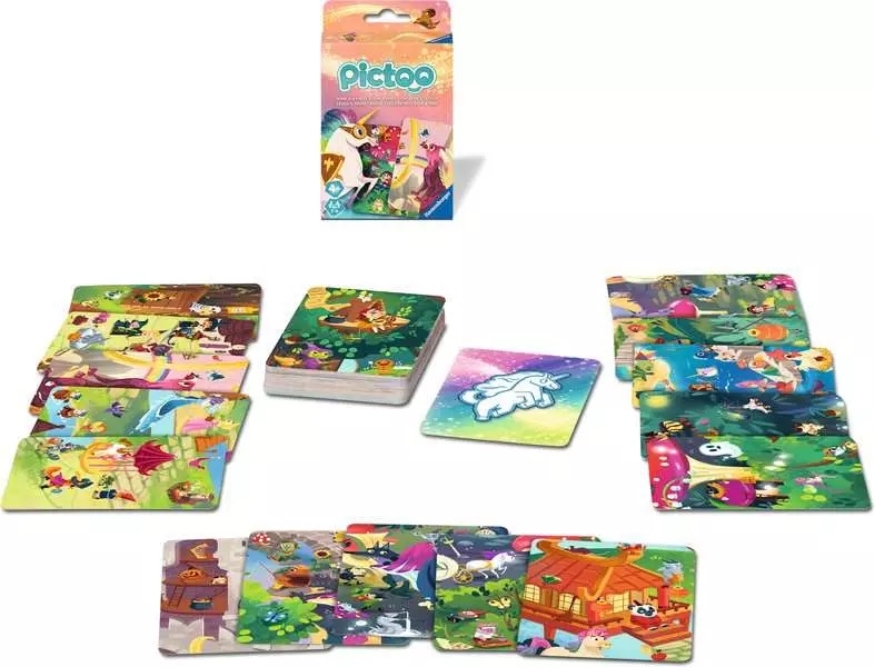 Ravensburger Pictoo Fantasy - Gioco di Carte per Bambini e Adulti, 57 Carte, Da 2 a 6 Giocatori, Età 4