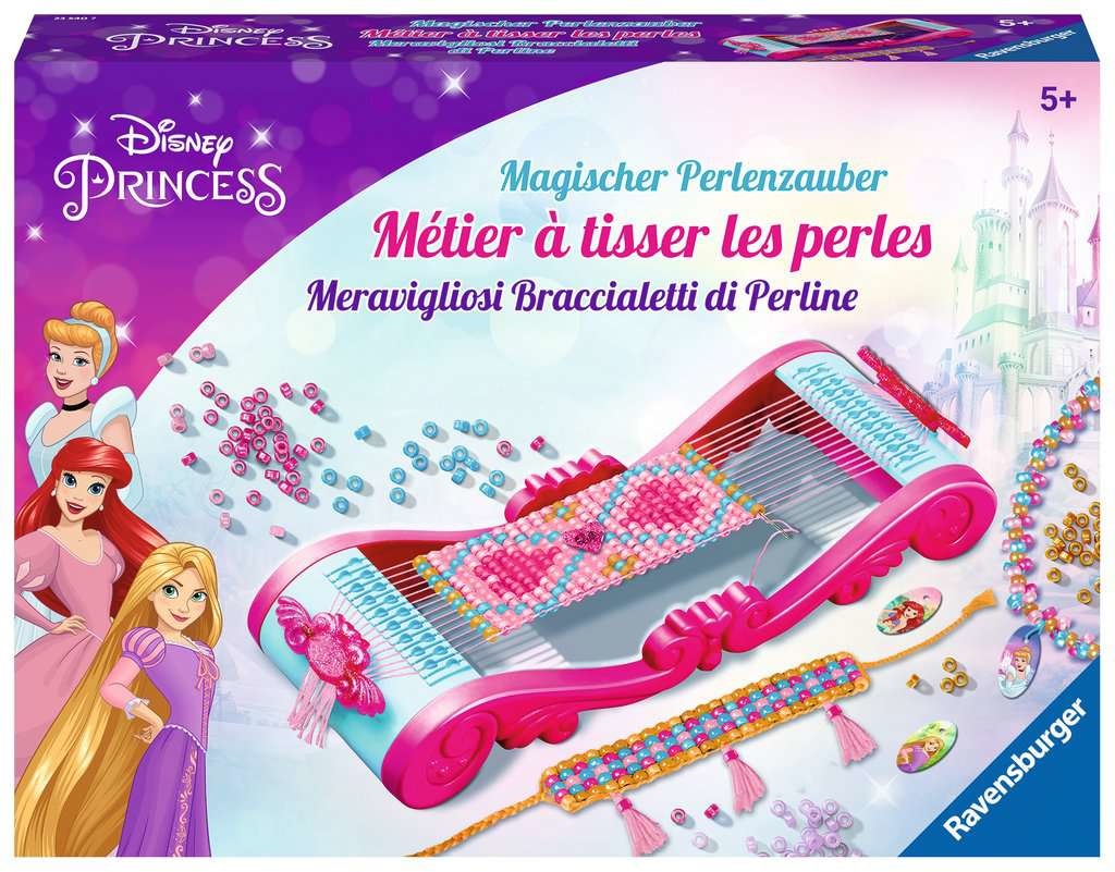Ravensburger Métier a tisser Disney Princesses - Kit per Creare Braccialetti e Collane - 5 Anni