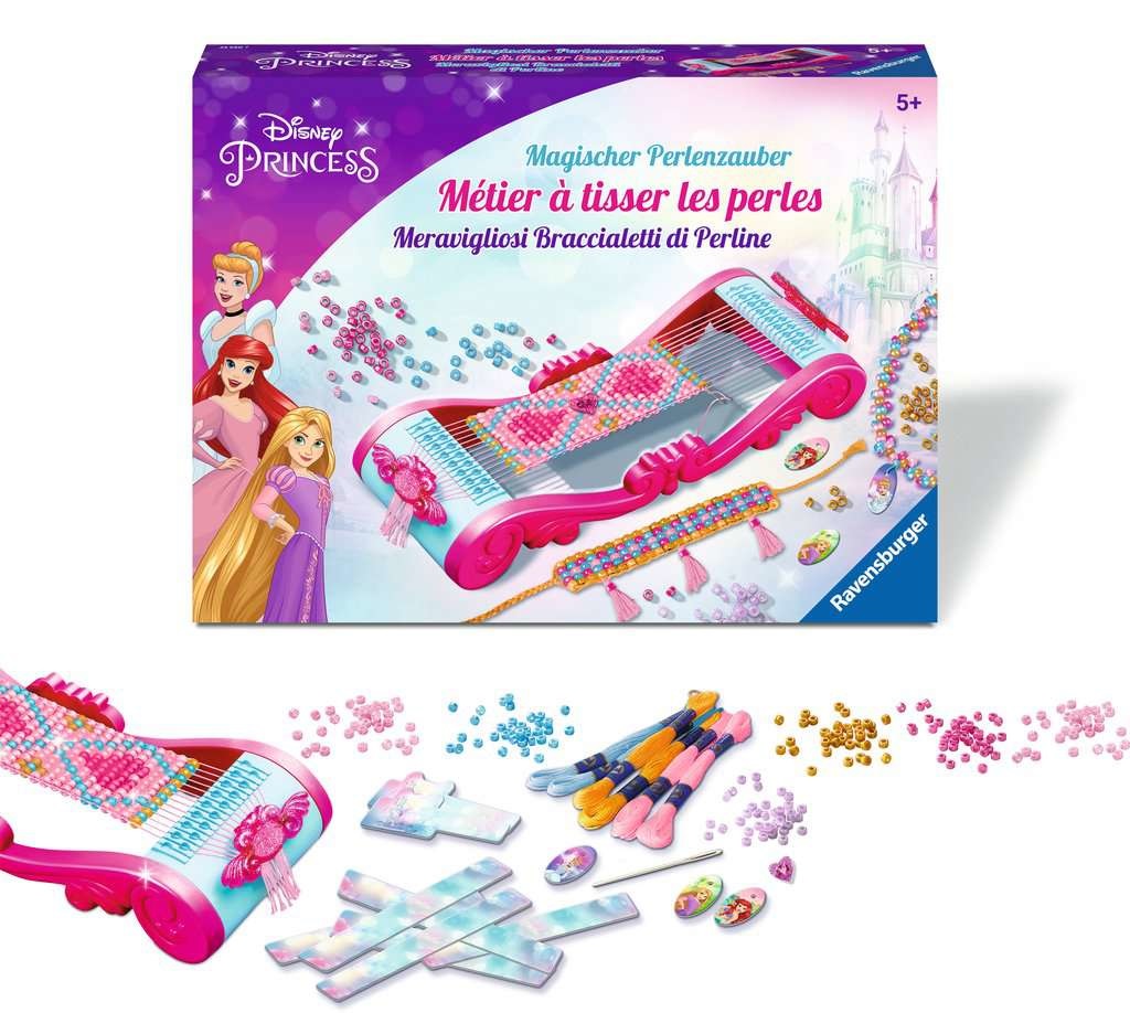 Ravensburger Métier a tisser Disney Princesses - Kit per Creare Braccialetti e Collane - 5 Anni