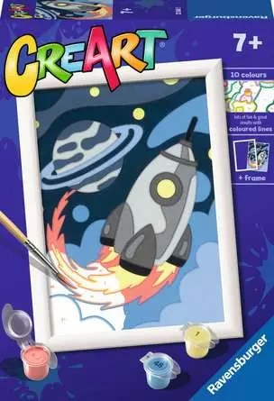Ravensburger CreArt Serie E - Set da Disegno 14 pz, Kit Pittura Avventure nello Spazio, Età 7 , Include Pennello e Colori