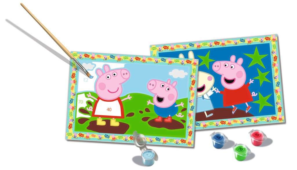 Ravensburger CreArt Junior Peppa Pig - Kit di Pittura con i Numeri, 2 Tavole, Pennello e Colori, per Bambini dai 5 Anni