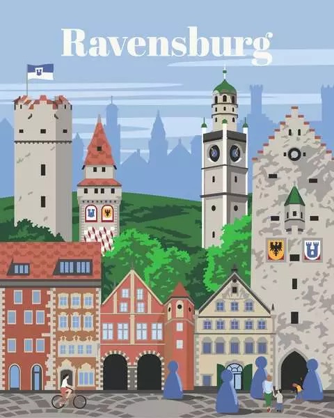 Ravensburger CreArt Trend C - Kit di Pittura 'Città di Ravensburg' per Dipingere con i Numeri, 24x30 cm, Idea Regalo per Adulti e Ragazzi 14